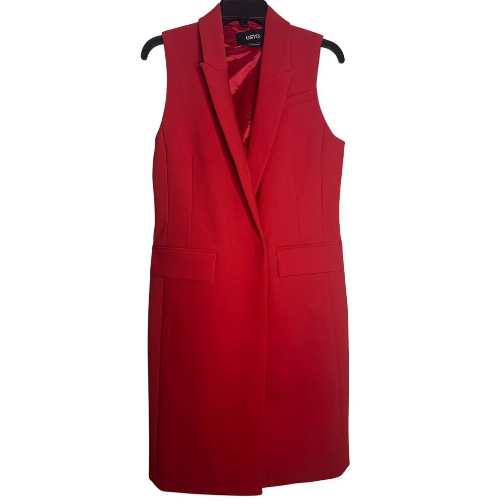 GSTQ Ultimate Sleeveless Women's Blazer Dress Black Color Red Size Small NWT